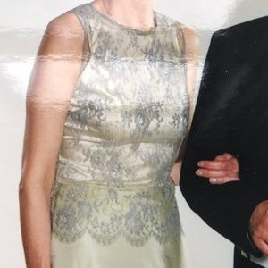 Colette Dinnigan lace top in blue & green